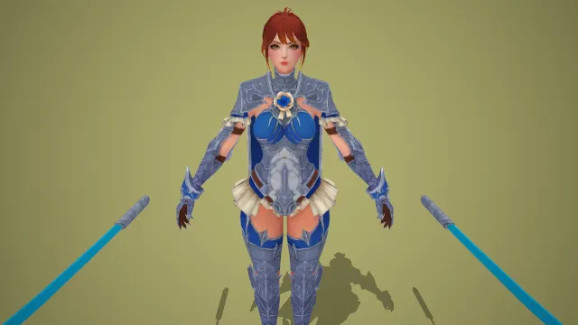 Aria 双刀流 战士 女性 棕发 铠甲