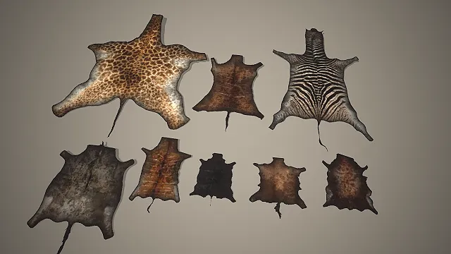 动物皮毛地毯  豹纹斑马纹  兽皮组合  皮质质感