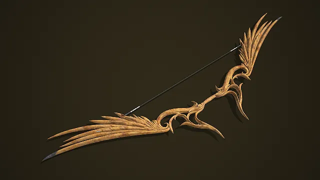 凤凰之翼弓：金色羽毛与优雅曲线的结合