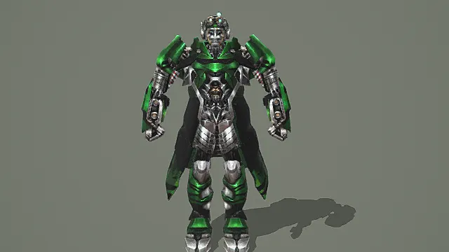 绿银风格机械学者型战士3D模型