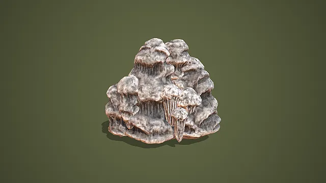 卡通风格多层堆叠溶洞石笋钟乳石组合洞窟场景装饰模型