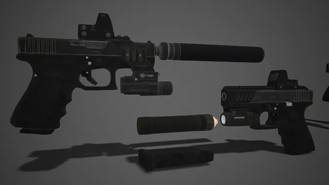 战术改装  手枪及配件  军用  瞄具  紧凑便携  消音器与弹匣  枪械模型  