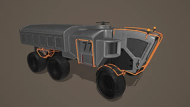 卡通风格科幻多轮运输载具3D模型