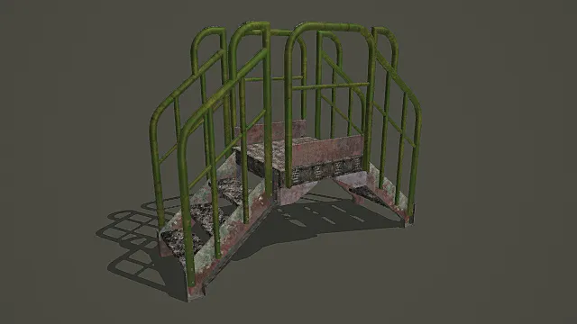 复古工业风锈损金属楼梯3D模型