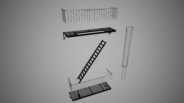工业风格  金属梯台组件  斜梯  爬梯  格栅式金属板面  竖杆铁艺  工业设施