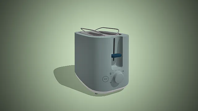 一个浅灰蓝配色的多槽烤面包机3D模型