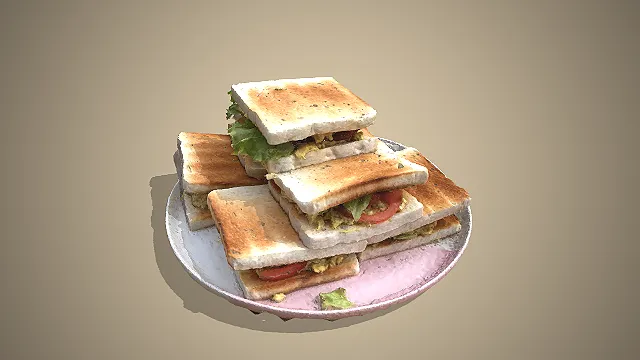 烤吐司三明治  鸡蛋番茄  早餐美食  新鲜蔬菜