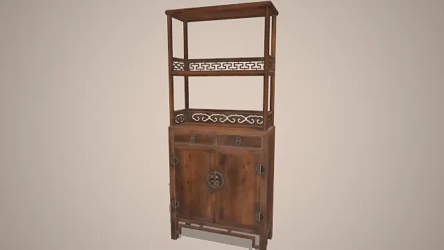 明清古典家具  祥云雕花  双门储物柜  收纳家具