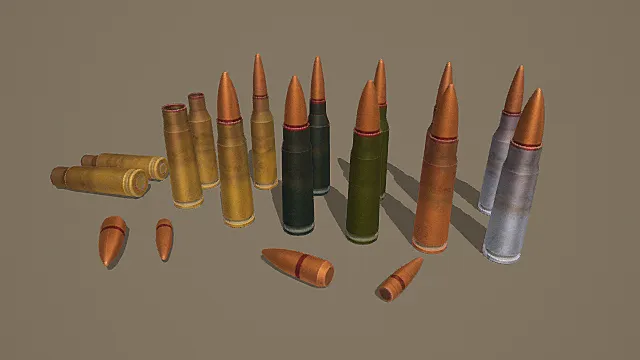 军事风格弹药集合3D模型
