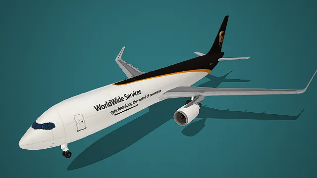 UPS 涂装黑白黄货运民航客机 3D 模型