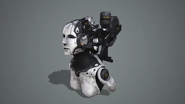 科幻机械女战士半身 3D 模型 赛博朋克机甲角色素材