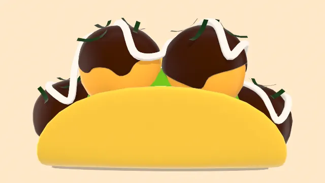 风格化章鱼烧墨西哥卷饼丸子食物