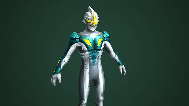 银青黄配色镜面骑士风格特摄奥特曼角色模型