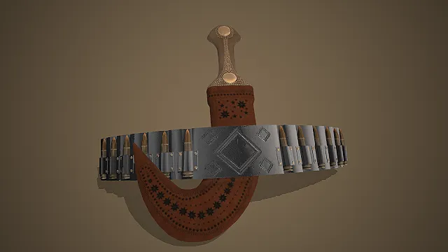 弯刀  子弹腰带  收藏级刀具  民族风设计