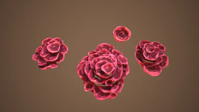 四组红纹珊瑚状溶洞岩石组合洞窟装饰模型