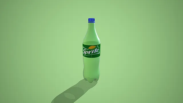 卡通风格雪碧柠檬味汽水 3D 低多边形饮品场景装饰模型