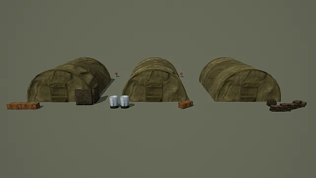 复古做旧军用帐篷与配套物资组合