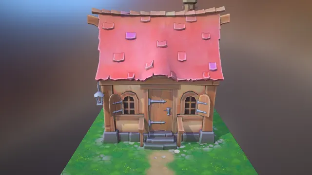 卡通场景 小木屋 pbr模型 3d模型
