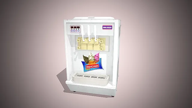 一台白色的商用三头软质冰淇淋机