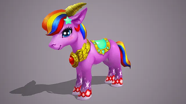 童话星梦场景 幻彩萌系独角兽坐骑模型