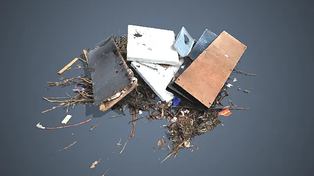 建筑垃圾  泡沫板材  杂乱堆叠  写实渲染