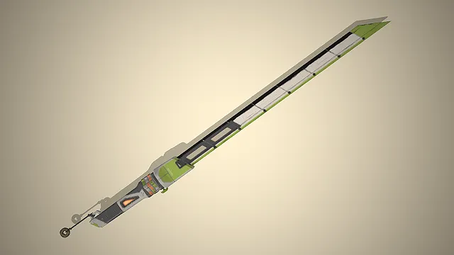 一把绿白配色的科幻风格未来武士长剑3D模型