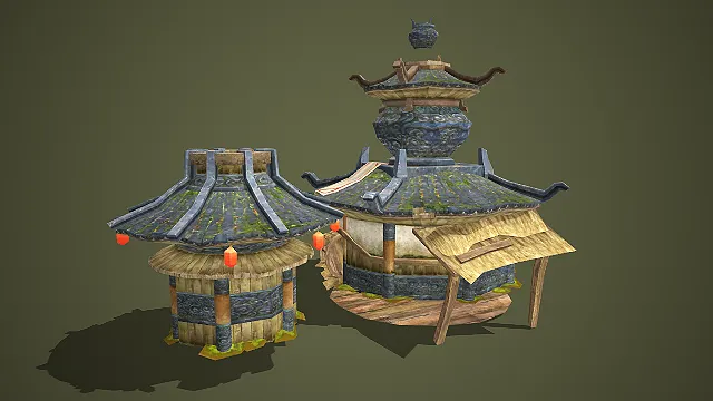 古风武侠风格炼丹坊建筑游戏模型