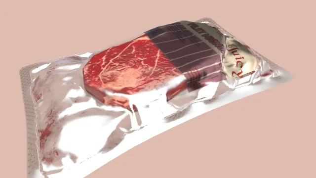 真空包装的牛肉食物模型