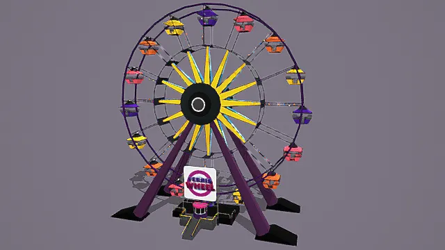 卡通风格摩天轮游乐设施3D模型