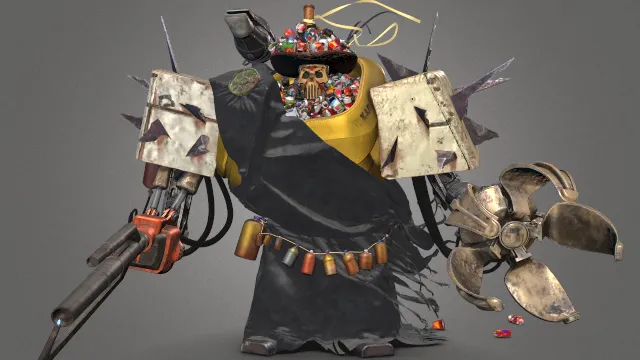 骷髅头垃圾机器人机械角色易拉罐装饰