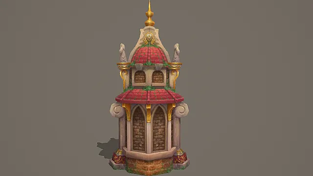童话风圣徽小塔楼 游戏场景模型