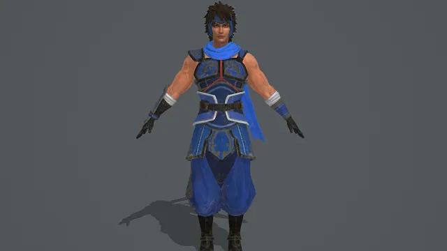 国风武将风格男性角色模型