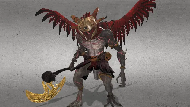 有翅膀的怪物带有锁链游戏角色斧头武器