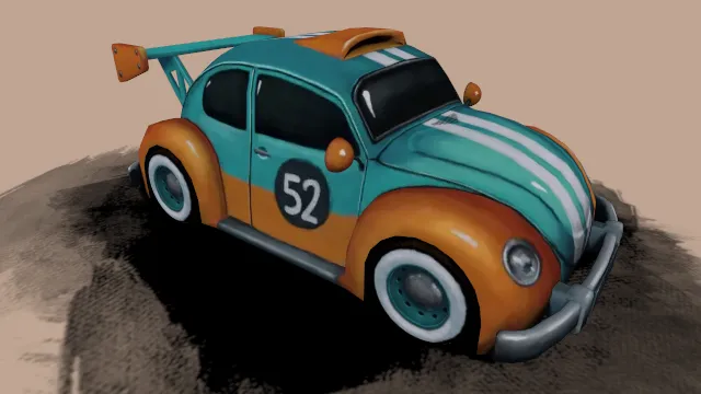 卡通风格化的汽车小轿车赛车