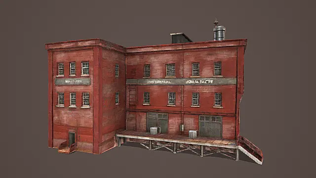 复古工业风锈红制模工厂楼3D模型