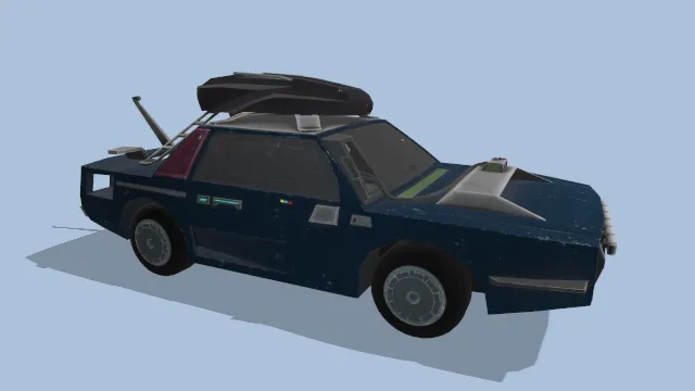 蓝色风格化科幻汽车破旧