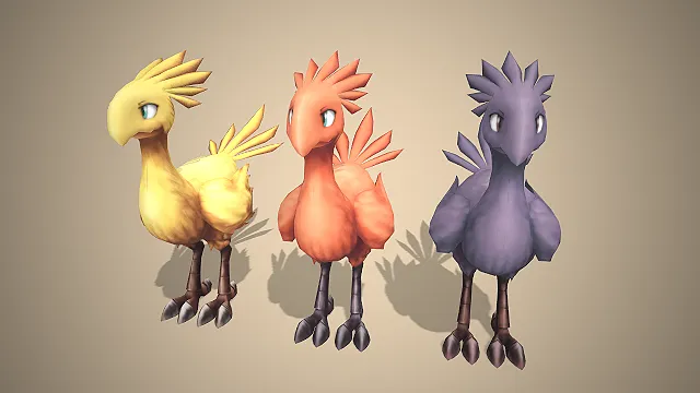 三色宠物坐骑  奇幻陆行鸟  长腿禽类  萌系幻兽