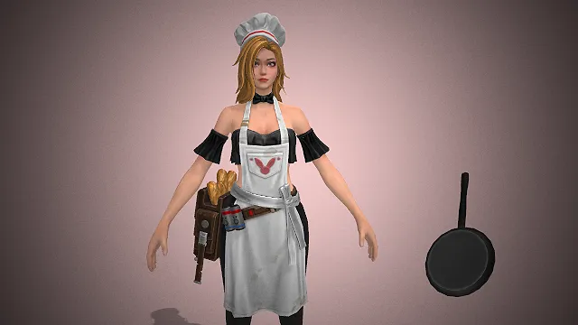 废土厨娘战士  厨具武器  3D 女性角色  面包配饰