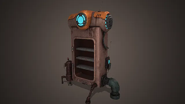 废土科技风格复古储物装置道具3D模型 