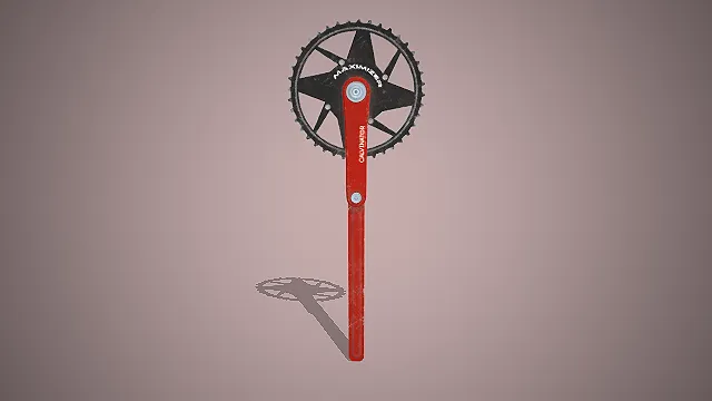 一个由金属齿轮和红色握柄改装而成的钉锤模型