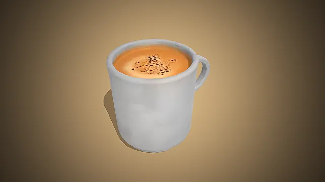 一个极简现代风格的陶瓷咖啡杯3D模型