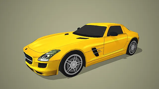 亮黄色双门跑车 3D 模型
