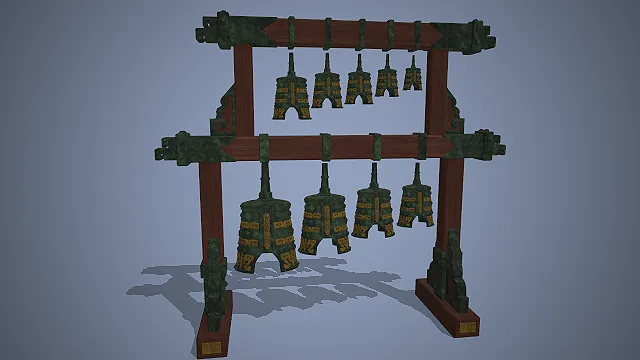 青铜编钟  古代乐器  青铜礼器  仿古模型  双层木架