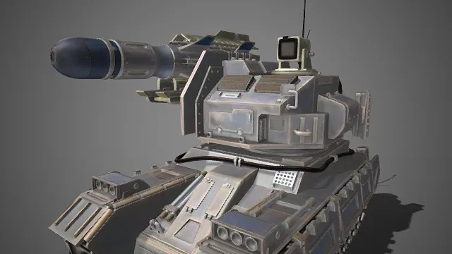 科幻  重型导弹  坦克  银甲履带 未来作战载具模型  军事  炮塔