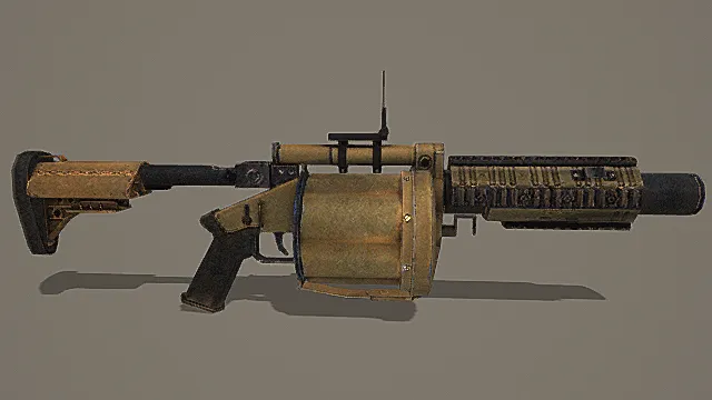 废土改造风自制连发榴弹武器3D模型