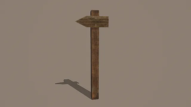 复古木质单向路标3D模型