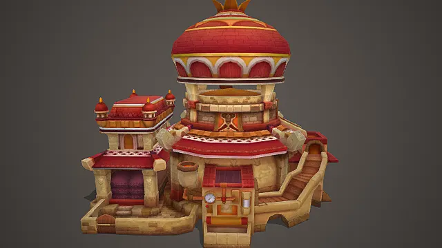 Q 版冒险游戏西域鎏金机关宫殿模型