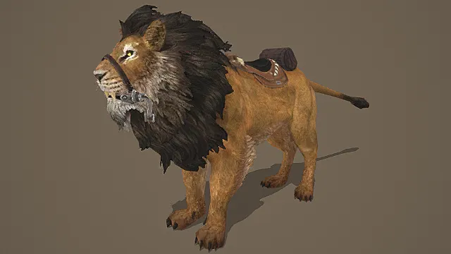 史诗奇幻风格骑乘雄狮模型 
