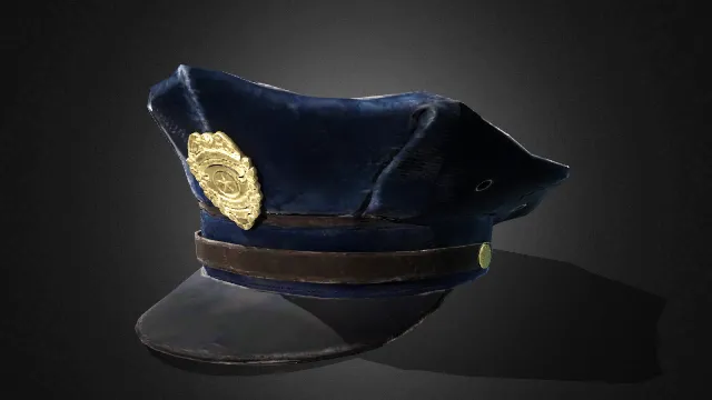 警帽 大檐帽 深蓝色帽体 金色徽章