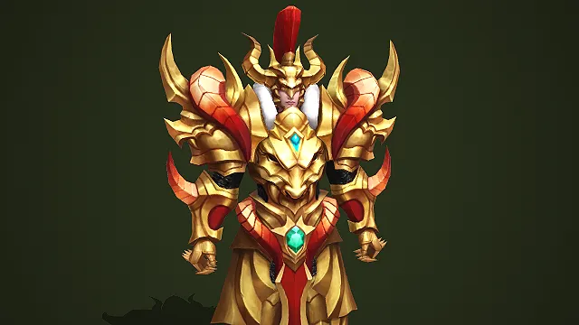 古风风格黄金兽首重铠战神游戏角色模型